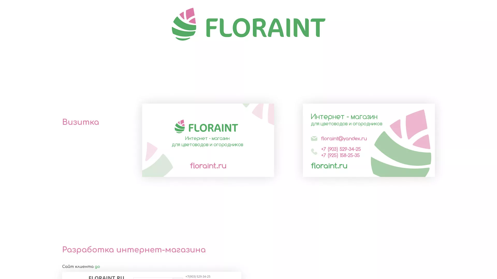 Создание логотипа и интернет-магазина «FLORAINT» в Краснознаменске