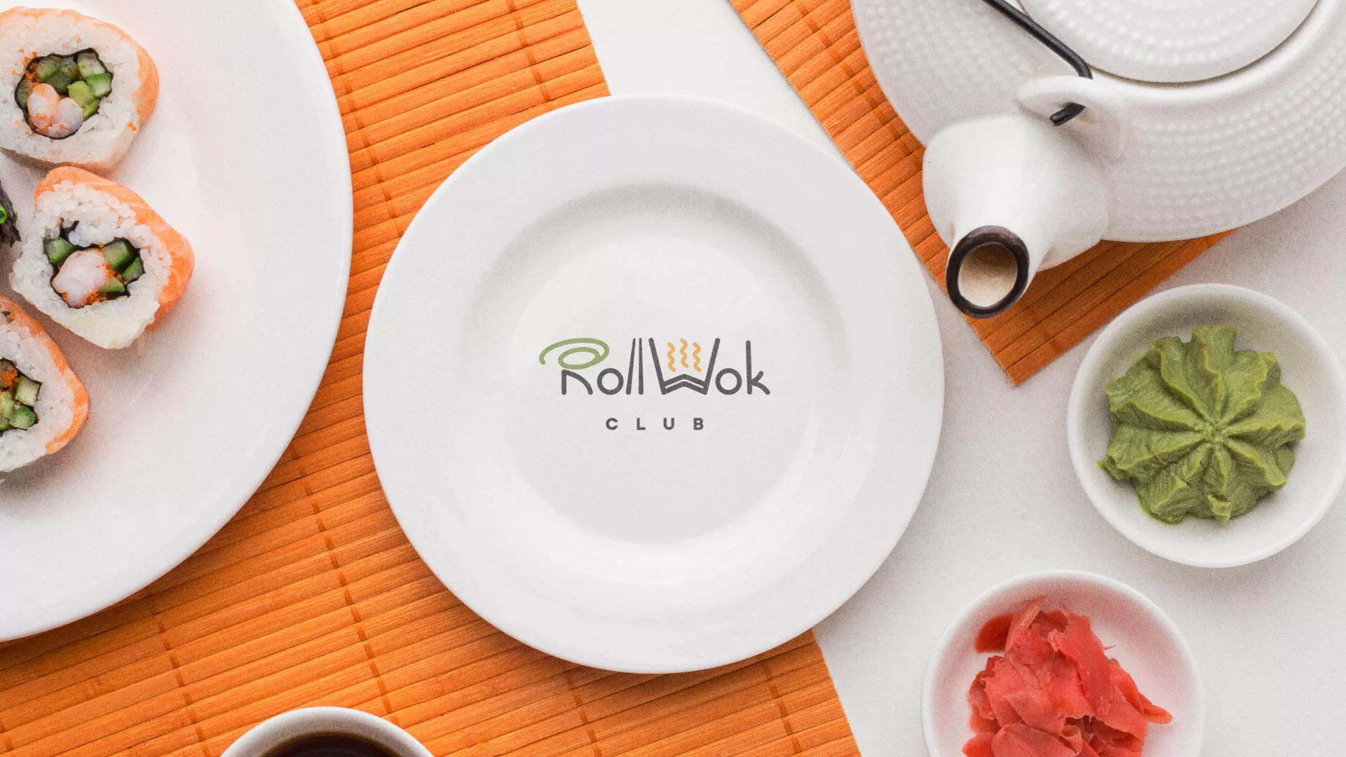 Разработка логотипа и фирменного стиля в Краснознаменске для суши-бара «Roll Wok Club» Разработка логотипа и фирменного стиля в Краснознаменске для суши-бара «Roll Wok Club»